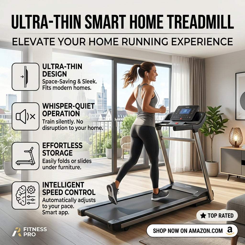 Foldable Silent Flat Treadmill, Portable Indoor Running Machine, Adjustable Speed Cardio Trainer for Weight Loss & Daily Fitness