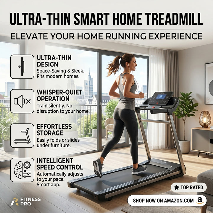 Foldable Silent Flat Treadmill, Portable Indoor Running Machine, Adjustable Speed Cardio Trainer for Weight Loss & Daily Fitness